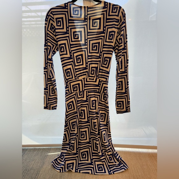 DIANE VON FURSTENBERG DEIANIRA Silk Jersey Geometric Print DRESS Size: 6. - Picture 3 of 8